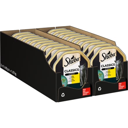 44x85g Kuipjes in paté Kalf en Kip Sheba Kattenvoer