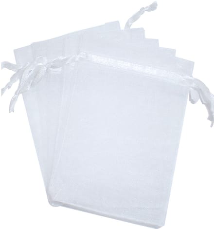 Go Go Gadget - Geschenkzakjes met trekkoord - Organza - Bruiloft - 1 set bevat 100 stuks - 7x9cm - Wit