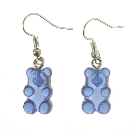 oorbellen gummybear zilver donkerblauw rvs