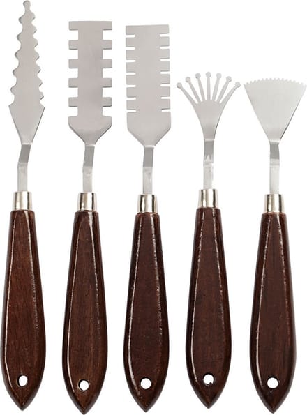 Paletmessen set met patroon, l: 17-21 cm, 5 assorti