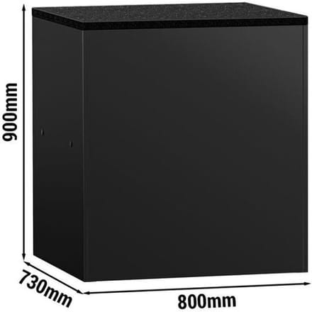 GGM Gastro Kassentisch MADRID - 800mm - Arbeitsplatte aus schwarzem Marmor - Schwarz Matt