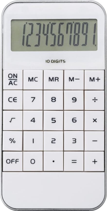 Bureau rekenmachine - wit - 12 x 6 cm - Kantoor calculator - Bureaurekenmachine - Kantoor benodigdheden