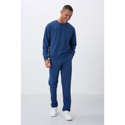 Heren Katoen-Polyester Fleece Sweater en Broek Set