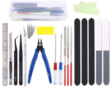 Complete 3D Printer Tool Set met 23 Stukken, Inclusief Nozzle Verwijdering, Model Afwerking en Accessoires zoals Pincet en Sleutel