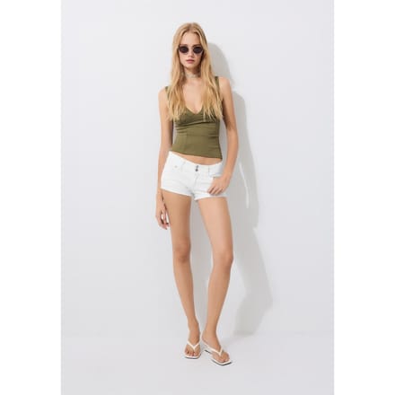 Stradivarius Getailleerde top met brede bandjes  Kaki XL