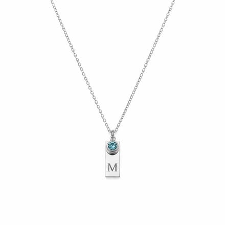 Geboortesteen Initiaal Ketting Zilver