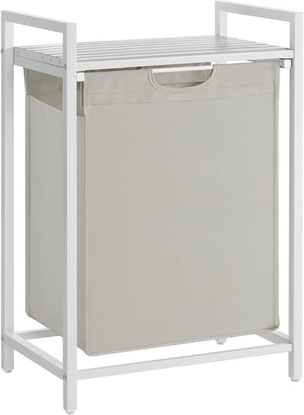 Wassorteerder - 65L - Metaal - Wit - Wasmanden - Wassorteerder met Plank - 50 x 33 x 72 cm