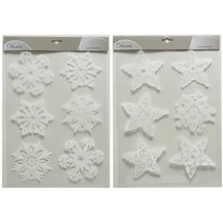 Decoris Raamdecoratie Met Sneeuw - Wit - Pvc - 40cm