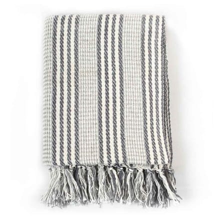 vidaXL - Plaid - strepen - 125x150 - cm - katoen - grijs - en - wit