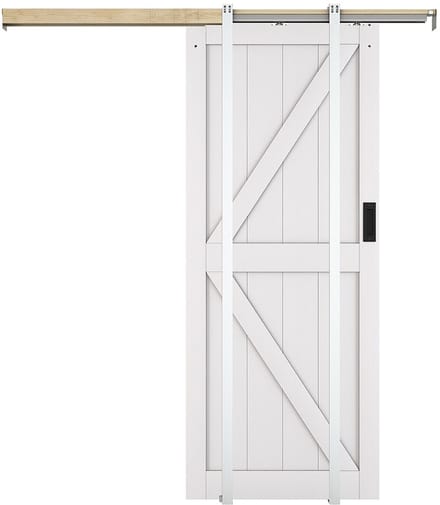 Vente-unique Schuifdeur met klamplaagsysteem in hout en MDF - Wit - H205 x L83 cm - NEFARA