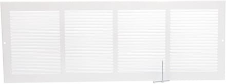 Witte Stalen Plint Retourgrill voor Ventilatieopening 24x8 Inch