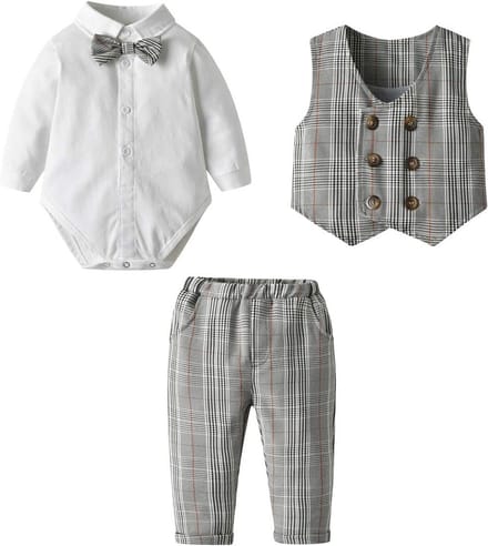 Baby Jongens Romper Tuxedo Set Voor Doop en Bruiloft