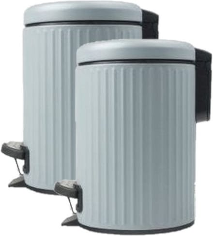 2x stuks pedaalemmers/vuilnisbakken 3 liter blauw kleur