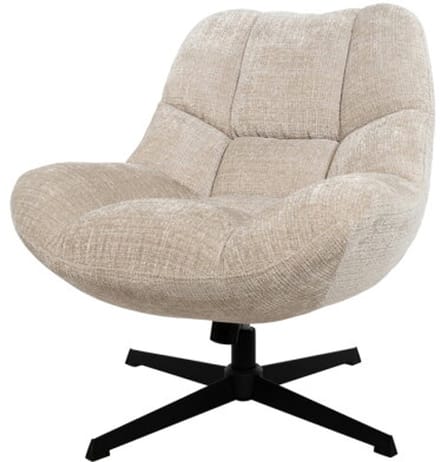 Draaifauteuil Chuck 360 - schommel effect - stof cremona 02 natural - relaxfauteuil - 77x80x86 cm