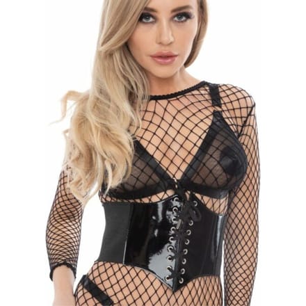 Waist Cincher PVC Front – Black/Silver M/L