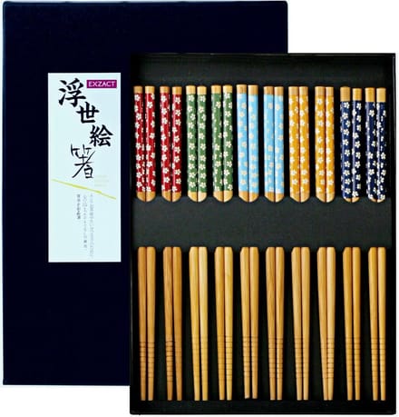 Set van 10 Herbruikbare Bamboe Eetstokjes in Handgemaakte Zwarte Gift Box - Japans Gemaakt