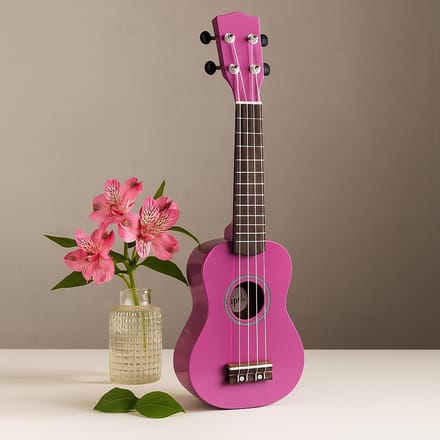 Ambachtelijk gemaakte ukelele - felroze afwerking (4 snaren)
