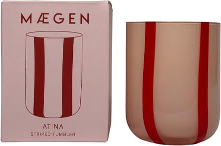 Maegen Drinkglas Strepen Roze Rood Atina