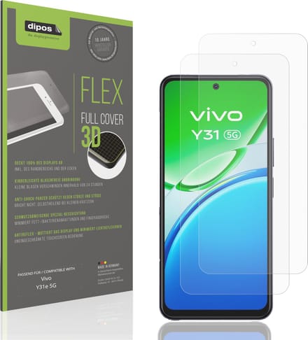 dipos FLEX – 2x Matte Screenprotector geschikt voor Vivo Y31e 5G | Volledige Schermbescherming | Case-Friendly