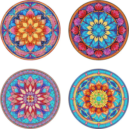 XL onderzetters - 01 - Mandala - set van 4 - Diamond painting - compleet pakket - Diamond painting by Wietske