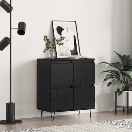 vidaXL - Dressoir - Zwart - Eiken - 60 - x - 35 - x - 70 - cm