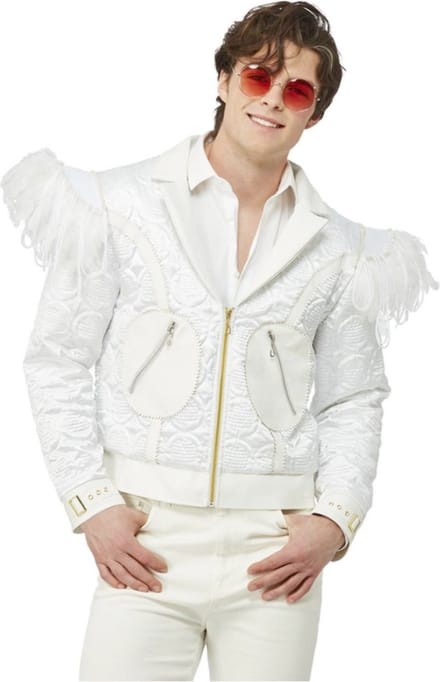 Smiffys Kostuum Jacket -M- Elton John Feather Jacket Wit