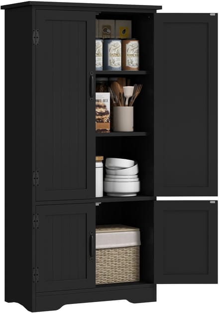 HOMCOM-Keukenkast-Hout-60x30x123cm-Zwart