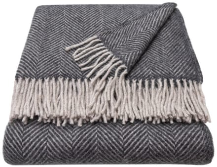 WOOOL Luxury Plaid - STELLA (Charcoal) - 150x183cm - 100% Wol