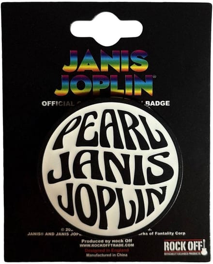 Janis Joplin - Pearl Emblem Mono Pin - Gebroken wit/Zwart