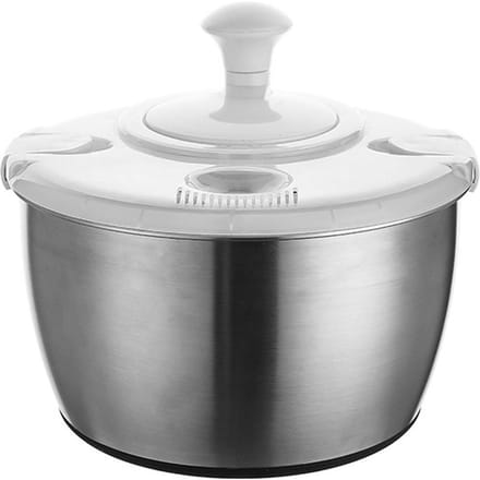 Handmatige Saladeslinger Roestvrij Staal Handmatige Rotatie Groente Wasmachine Droger voor Thuis gray