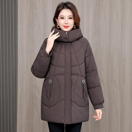Dames Winter Plus Mid Down Parka Afneembare Capuchon Oversized 5XL