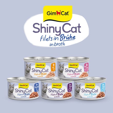 24 x 70 g - GimCat ShinyCat Filets in broth kip + garnalen