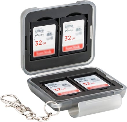 Waterbestendige SD-Kaarthouder voor 4 SD en 8 Micro SD Kaarten - Rubber Schokbestendig
