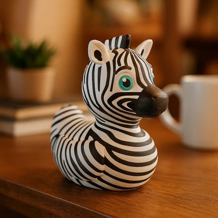 TheDuckSpecialist – Middelgrote Zebra Eend – 3D-geprint Animal Duck Beeldje – Stylish Mini Decor Piece
