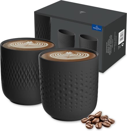Set van 2 Porseleinen Koffiemokken - Zwart