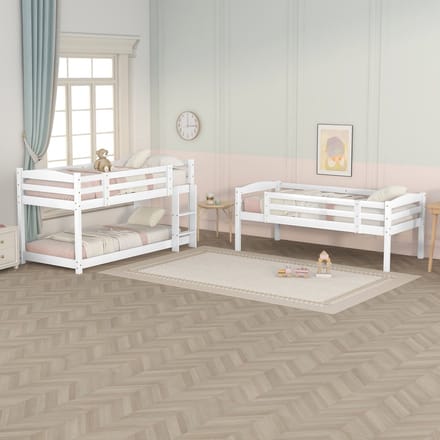 Stapelbed 90x200 cm - kinderbed - drie lagen - zonder matras - wit