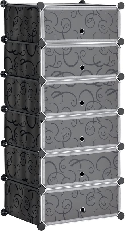 HOMCOM DIY Schoenenkast - Modulaire Kubuskast - Stapelbaar Schoenenrek - Zwart Wit