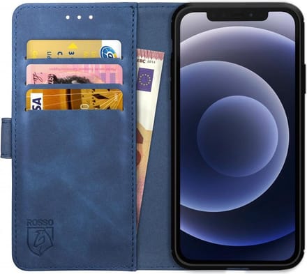Rosso Element Hoesje Geschikt voor Apple iPhone 12 / 12 Pro Book Cover Blauw