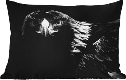 Buitenkussens - Buizerd - Vogel - Dieren - Zwart - Wit - 60x40 cm - Weerbestendig