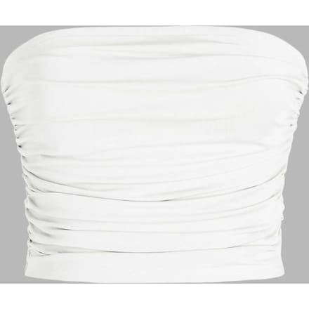 Strapless Ruffle Drape Crop Top