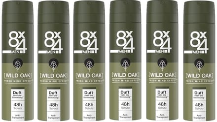 8x4 Deodorant Spray No 8 Wild Oak 150 ml - Voordeelverpakking 6 stuks