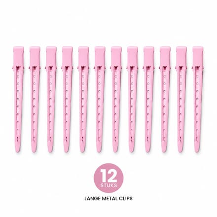 Haar in Stijl® 12 Metal Clips Roze - Afdeelklemmen - Haartools - 8.5 cm