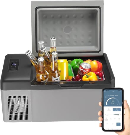 Compressorkoelbox - Draagbare vriezer - Kamperen en reizen - App-bediening - 20 Liter - Grijs