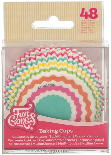FunCakes Baking Cups - Kleurrijk Chevron - 48 Stuks - Cupcake Vormpjes Papier