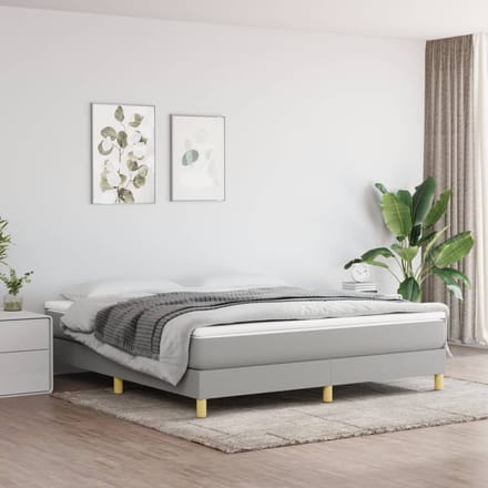 vidaXL - Boxspring - bed - stof - lichtgrijs - 180x200 - cm