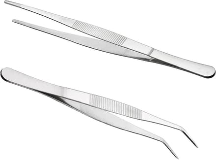 Set van 2 Lange RVS Pincetten Rechte en Gebogen Punt 25 cm Professioneel