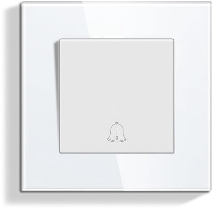Deurbel Schakelaar - Drukknop Schakelaar - Woning Installatie - Krasbestendig Glas - 86 x 86 mm - Wit