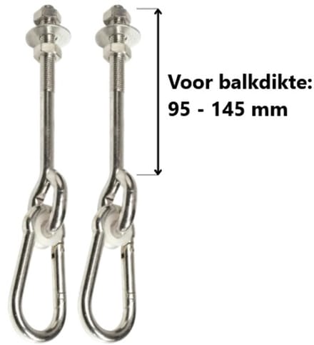 2 Stuks Schommelhaken met Karabijnhaak M12 160mm