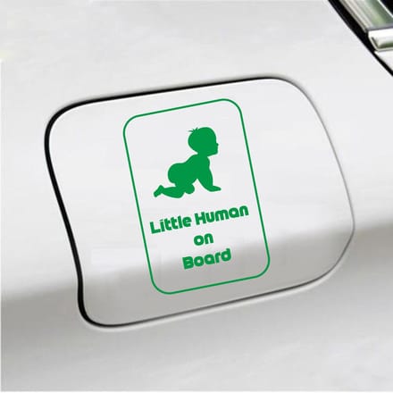 Bumpersticker - Little Human On Board - 15 X 10 - Groen