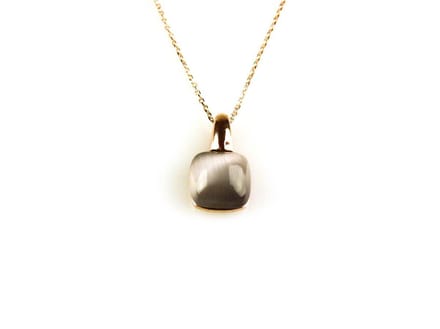 model Caprice ketting in zilver roze verguld met hanger grijze steen